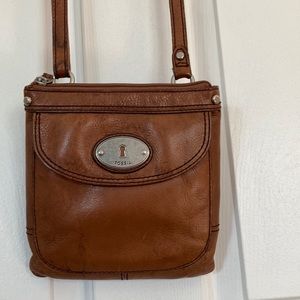 Fossil brown leather crossbody bag